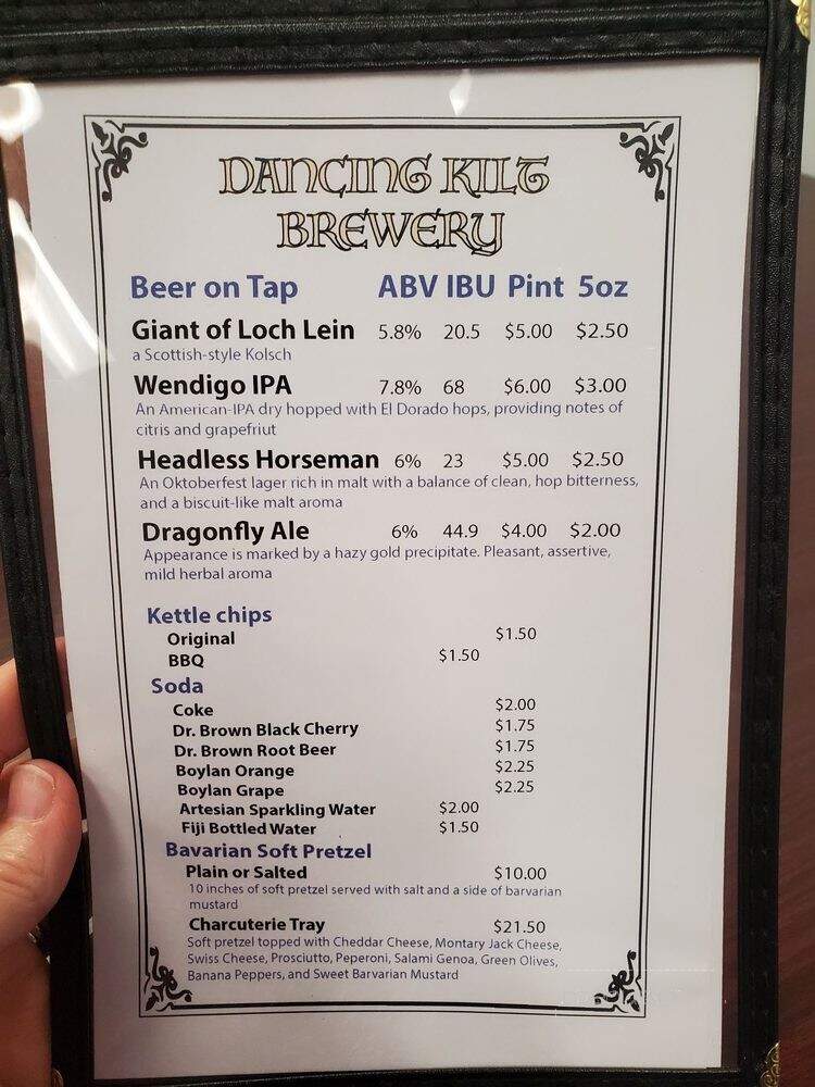 Dancing Kilt Brewery - Chester, VA menu_pic