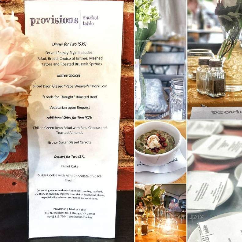 Provisions Market Table - Orange, VA menu_pic