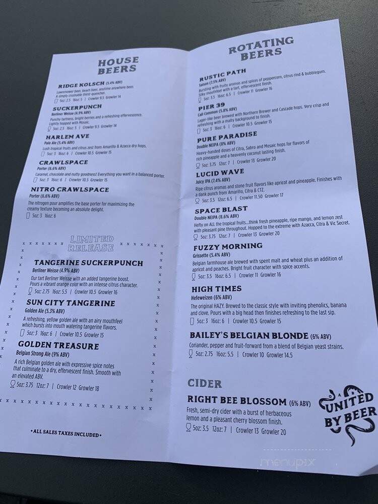 One Allegiance Brewing - Chicago Ridge, IL menu_pic