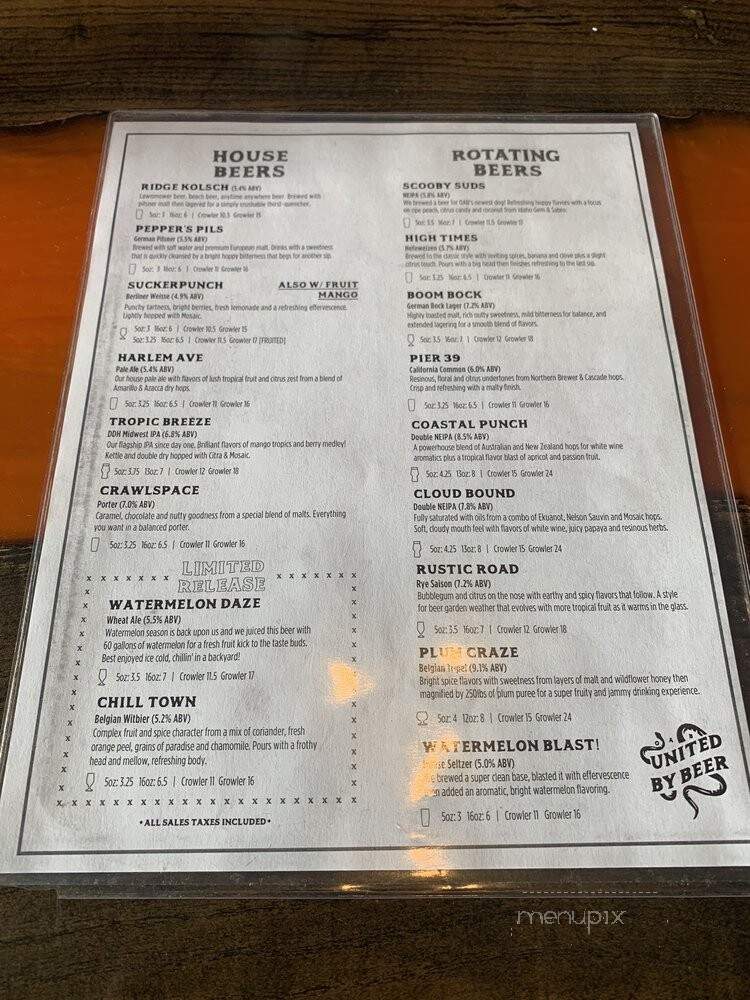 One Allegiance Brewing - Chicago Ridge, IL menu_pic
