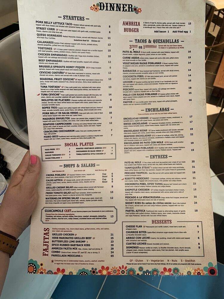 Ambriza - Katy, TX menu_pic