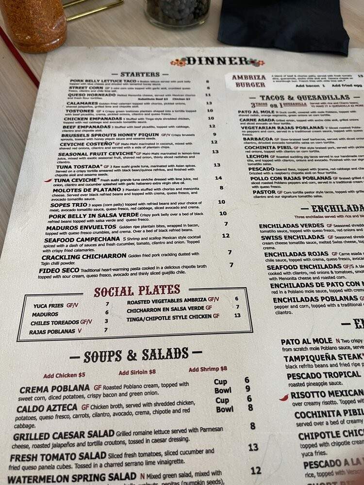 Ambriza - Katy, TX menu_pic