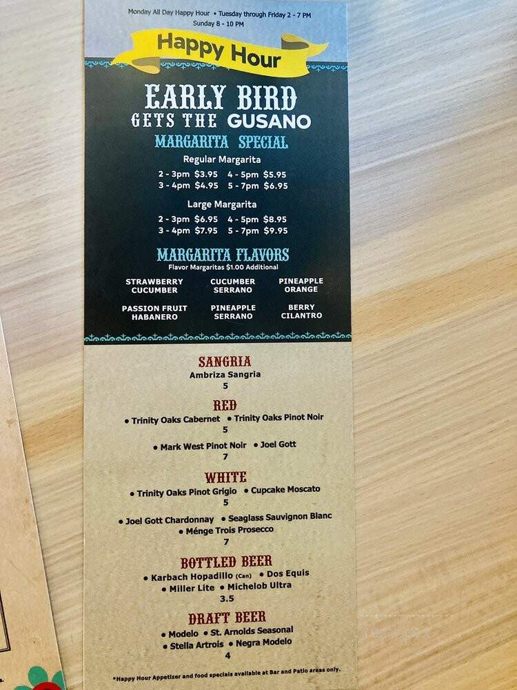 Ambriza - Katy, TX menu_pic