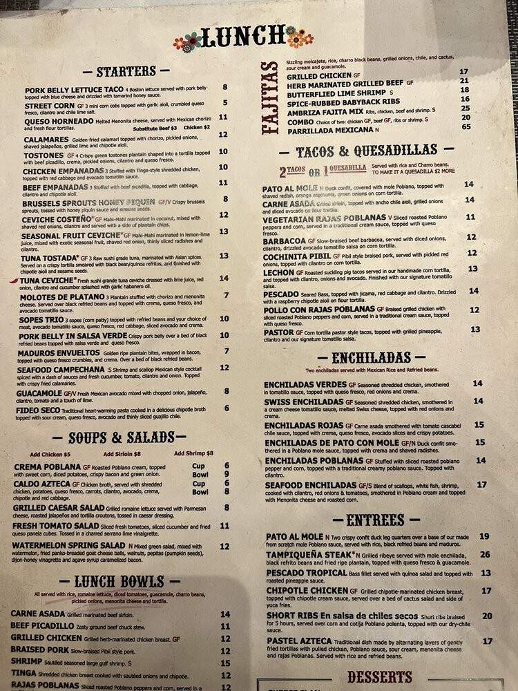 Ambriza - Katy, TX menu_pic