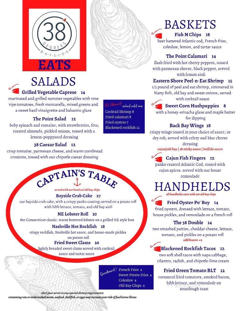 38 Degrees Bayside - Selbyville, DE menu_pic