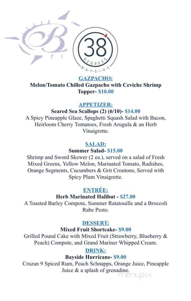 38 Degrees Bayside - Selbyville, DE menu_pic