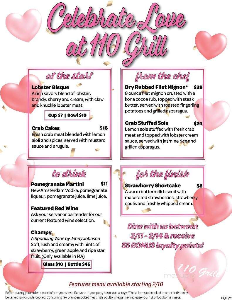 110 Grill - Canton, CT menu_pic