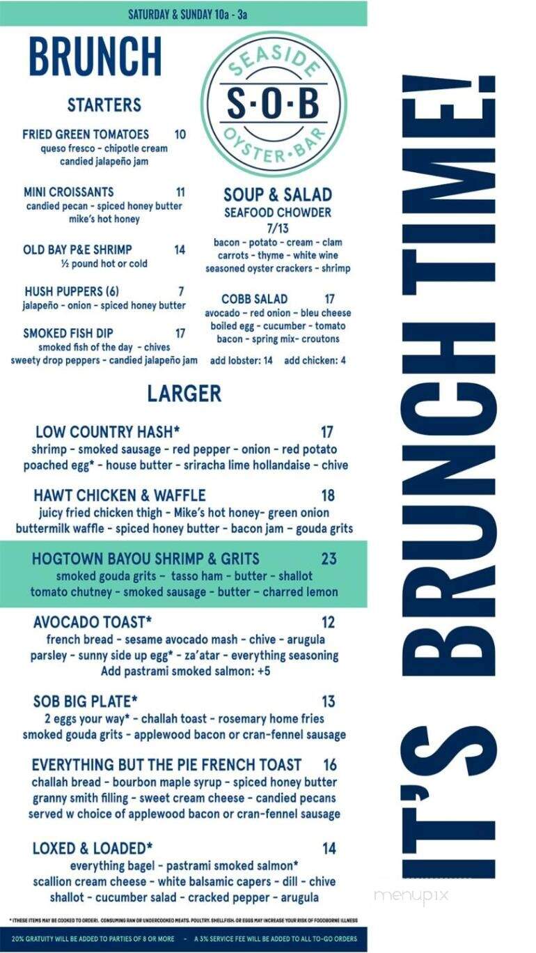 Seaside Oyster Bar - Suwanee, GA menu_pic