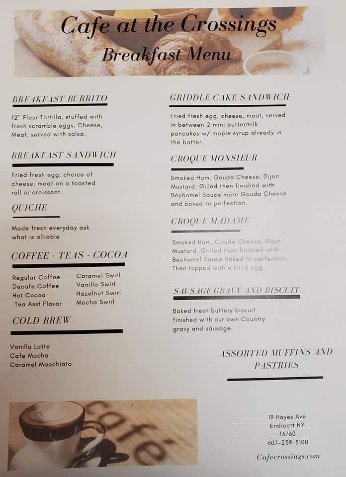 Cafe at the Crossings - Endicott, NY menu_pic