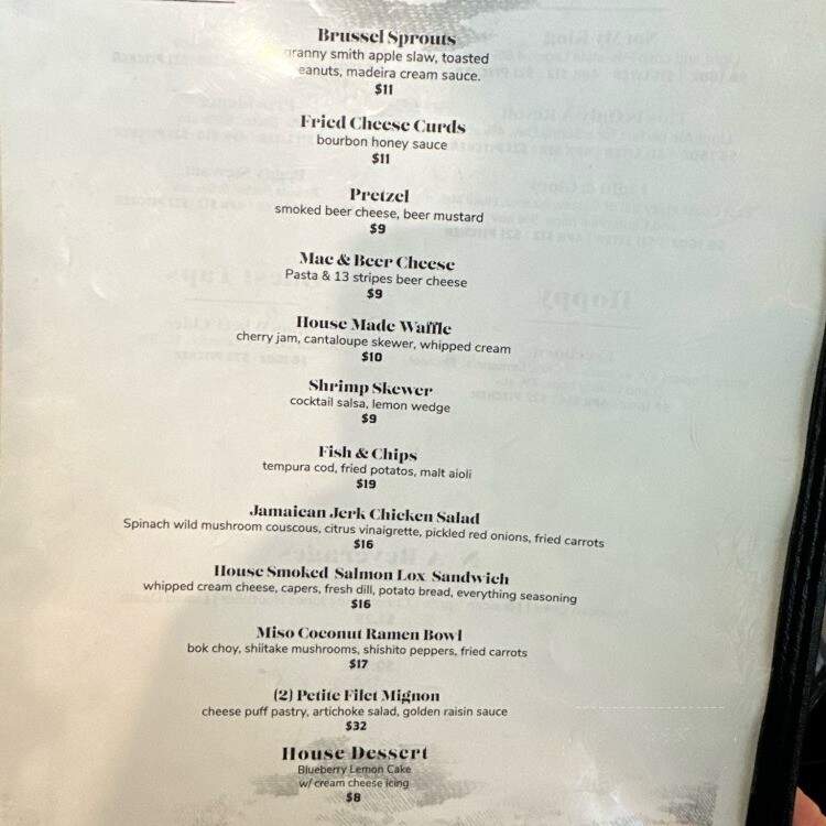 13 Stripes Brewery - Easley, SC menu_pic