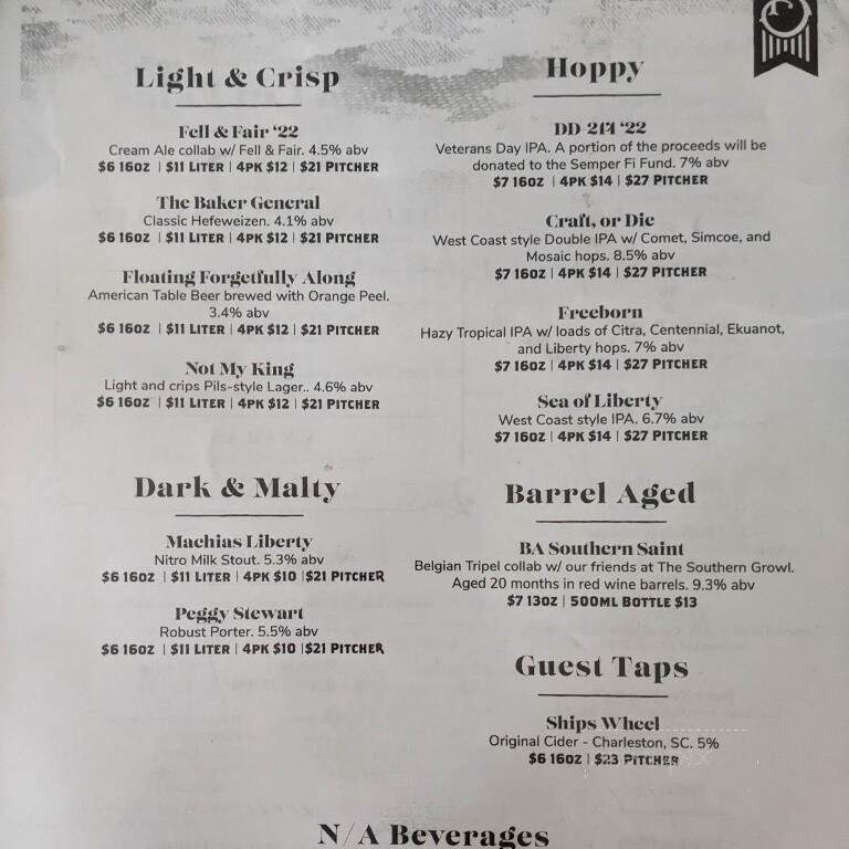 13 Stripes Brewery - Easley, SC menu_pic