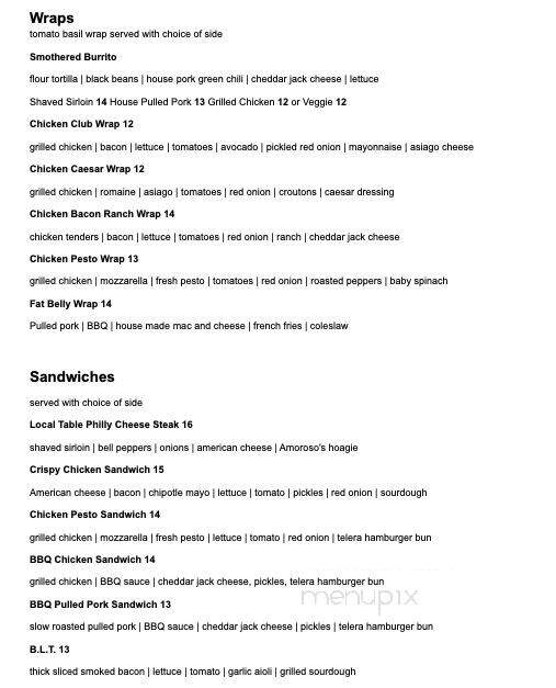The Local Table - Colorado Springs, CO menu_pic