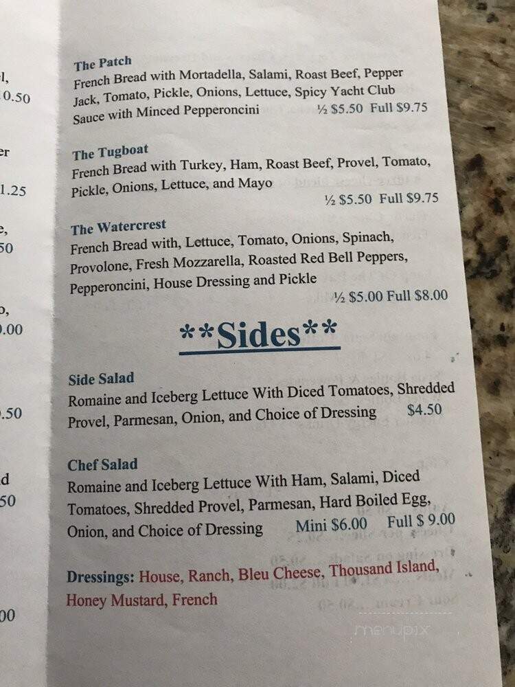 River Des Peres Yacht Club - Saint Louis, MO menu_pic