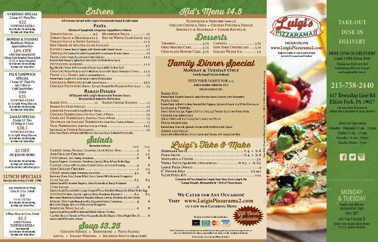 Luigi's Pizzarama II - Elkins Park, PA menu_pic