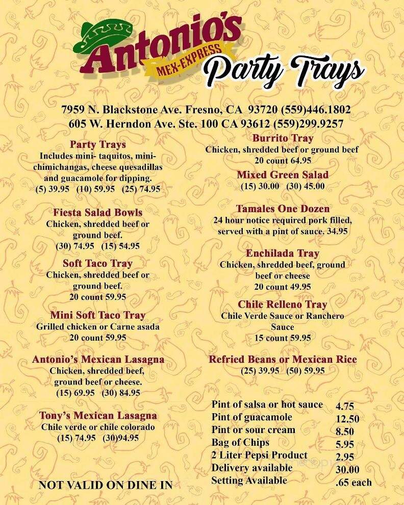 Antonio's Mexican Express - Clovis, CA menu_pic