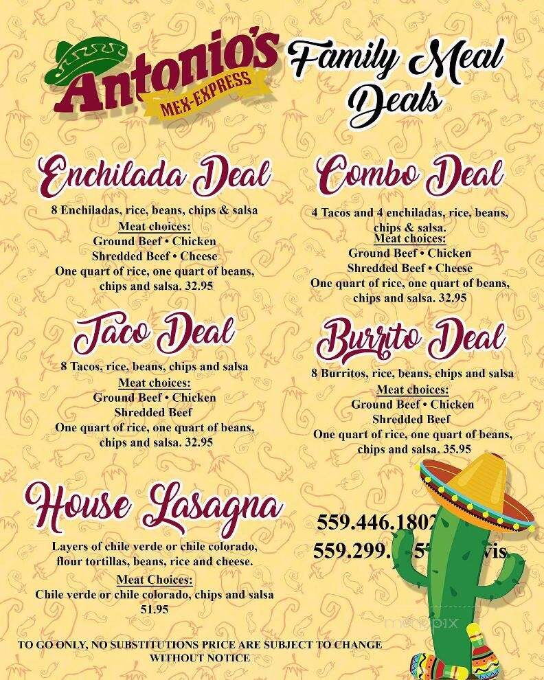 Antonio's Mexican Express - Clovis, CA menu_pic
