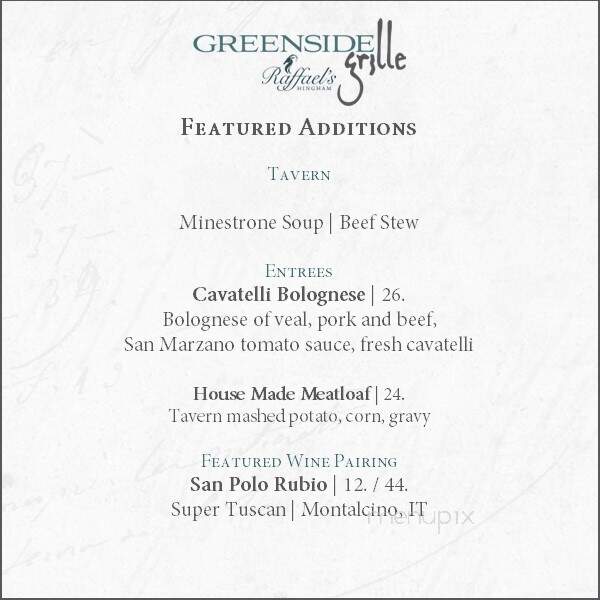 The Greenside Grille at South Shore Country Club - Hingham, MA menu_pic