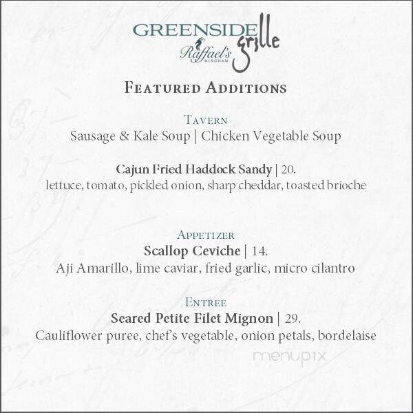 The Greenside Grille at South Shore Country Club - Hingham, MA menu_pic