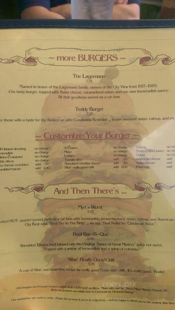 City View Tavern - Cincinnati, OH menu_pic