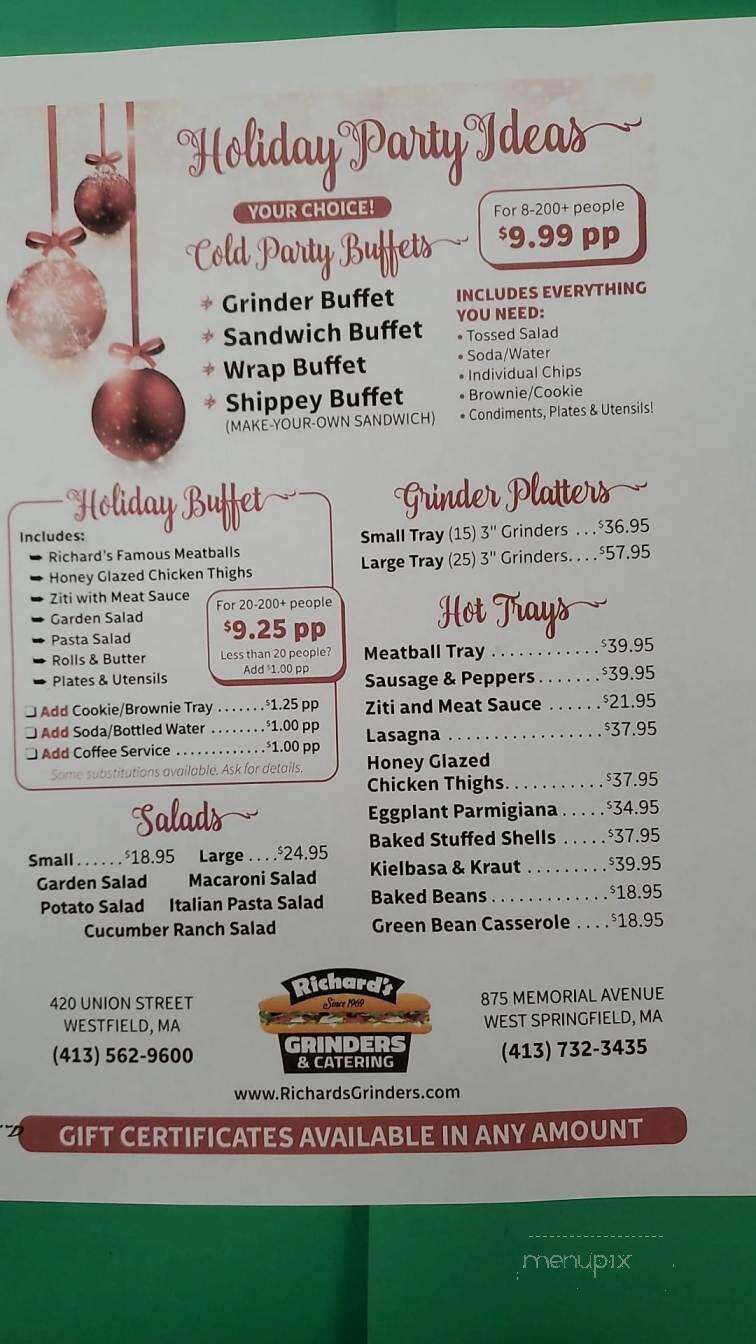 Richard's Giant Grinders - Westfield, MA menu_pic