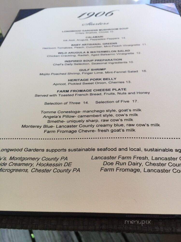 1906 at Longwood Gardens - Kennett Square, PA menu_pic