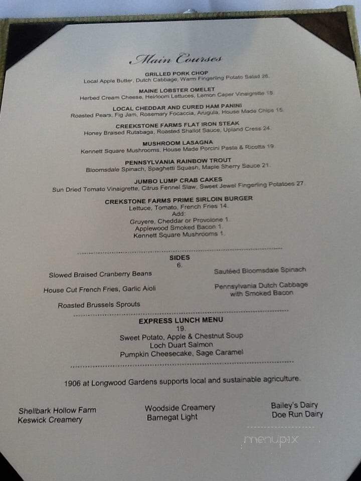1906 at Longwood Gardens - Kennett Square, PA menu_pic