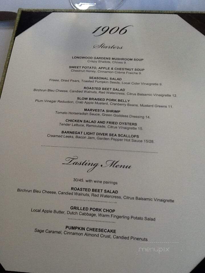 1906 at Longwood Gardens - Kennett Square, PA menu_pic