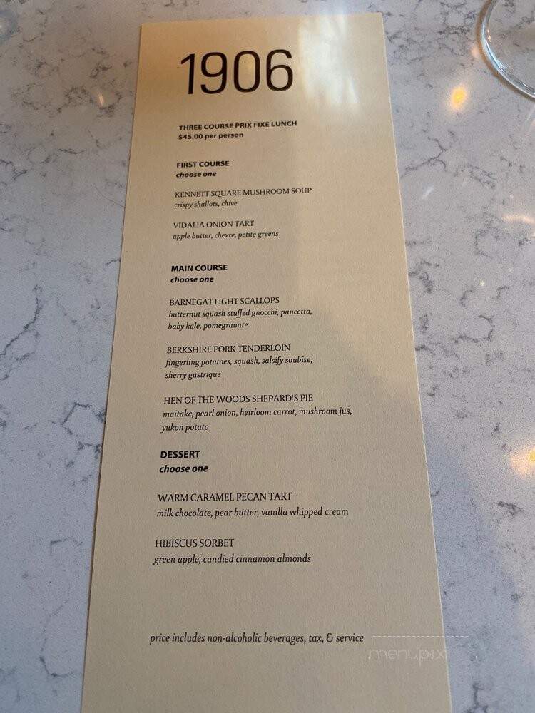 1906 at Longwood Gardens - Kennett Square, PA menu_pic