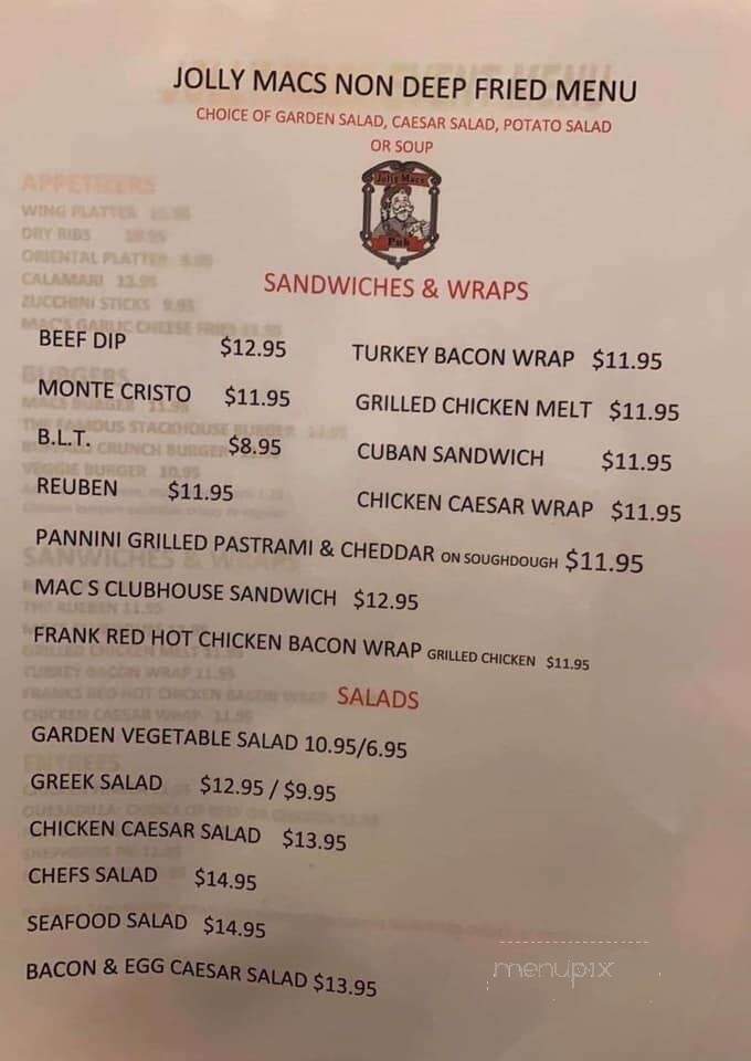 Jolly Mac's Pub - Surrey, BC menu_pic
