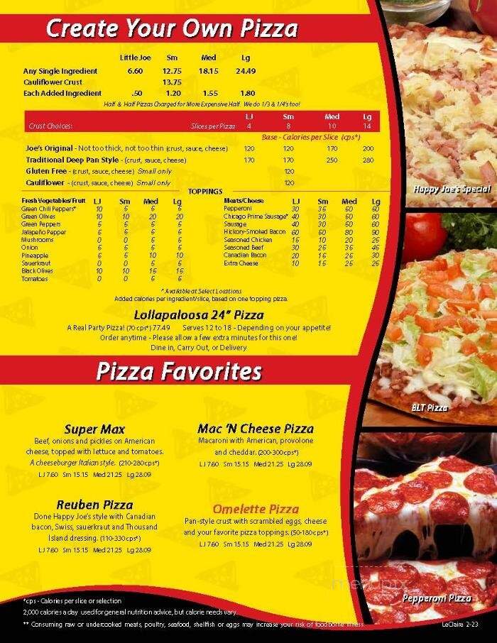 Happy Joe's Pizza & Ice Cream - Le Claire, IA menu_pic
