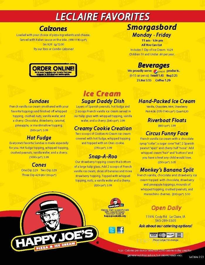 Happy Joe's Pizza & Ice Cream - Le Claire, IA menu_pic