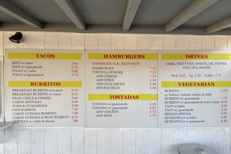 El Paragua Restaurant - Espanola, NM menu_pic