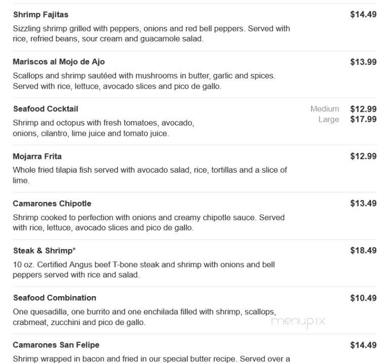 San Felipe Mexican Restaurant - Pittsboro, NC menu_pic