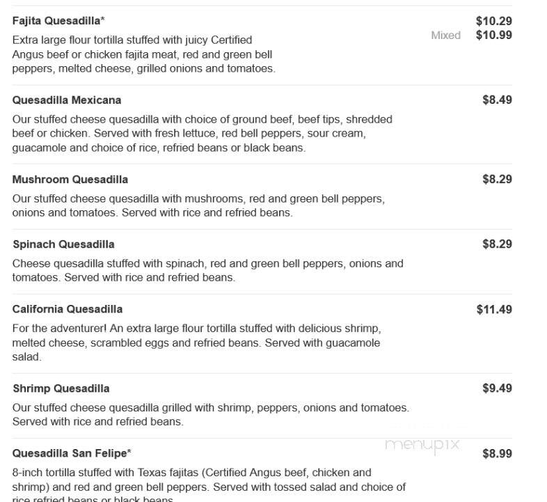San Felipe Mexican Restaurant - Pittsboro, NC menu_pic