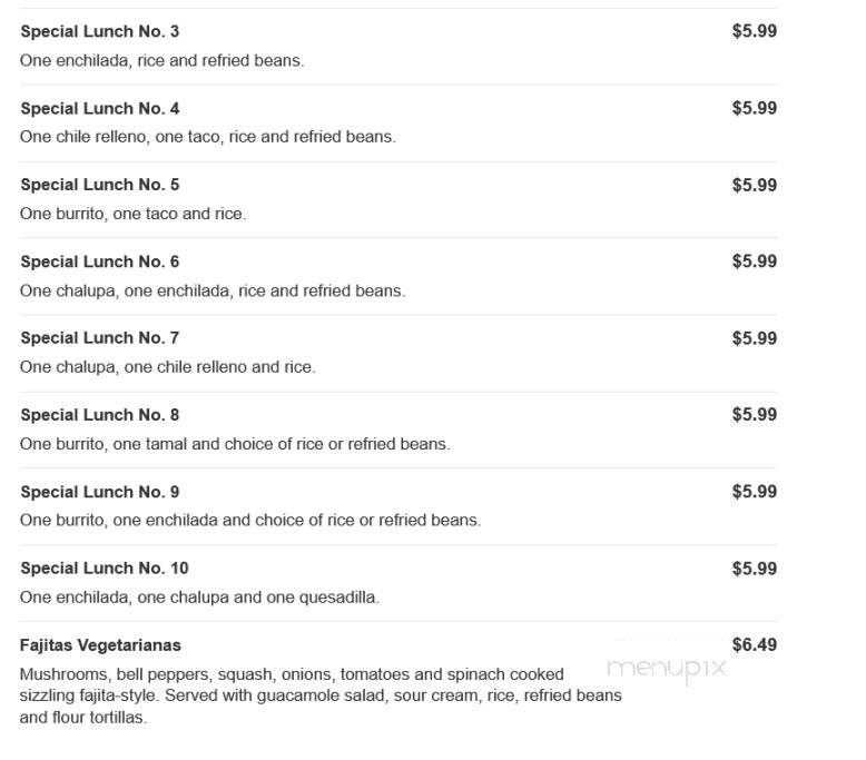 San Felipe Mexican Restaurant - Pittsboro, NC menu_pic