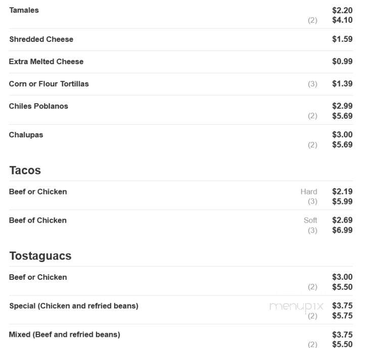 San Felipe Mexican Restaurant - Pittsboro, NC menu_pic