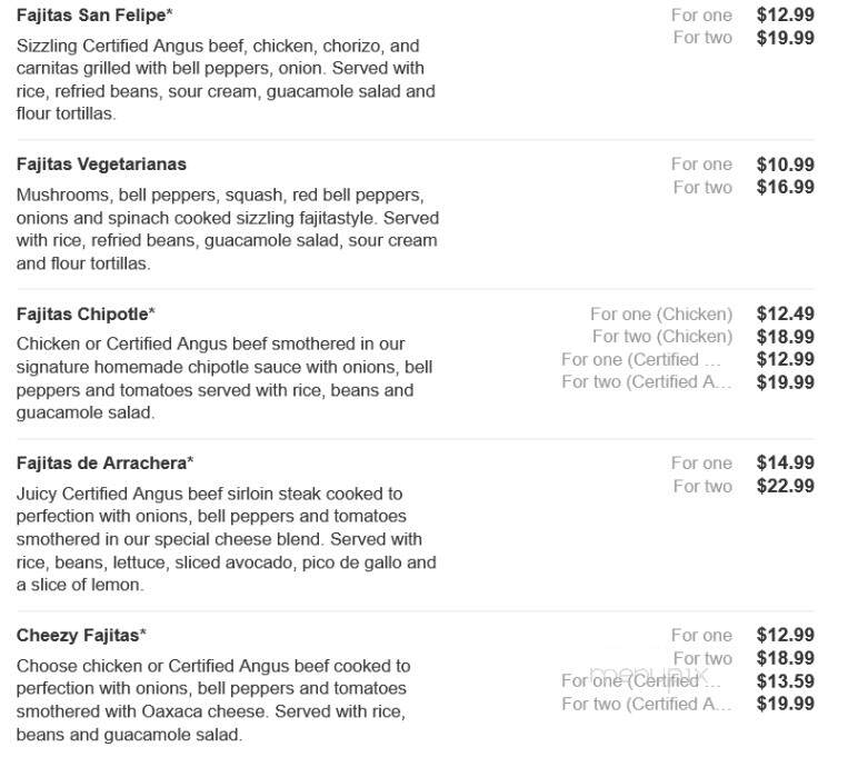 San Felipe Mexican Restaurant - Pittsboro, NC menu_pic