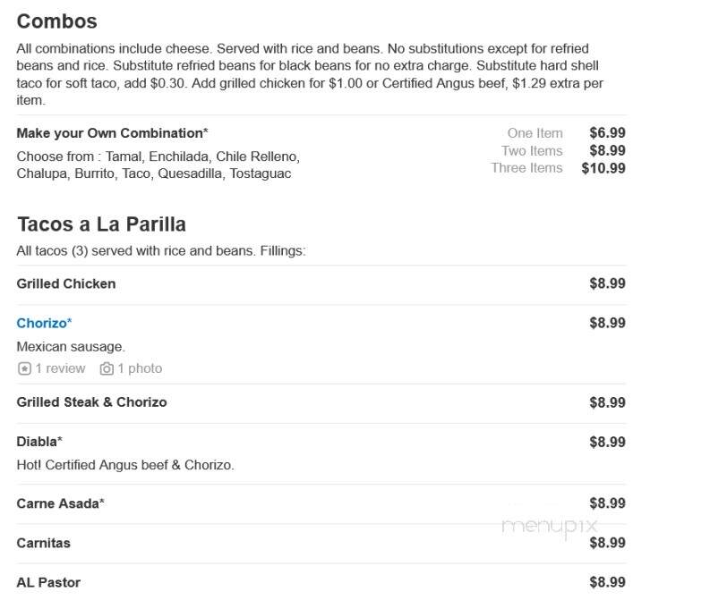 San Felipe Mexican Restaurant - Pittsboro, NC menu_pic