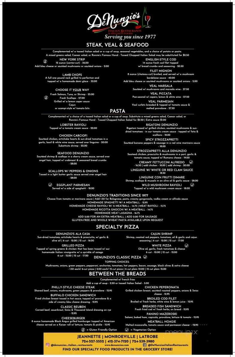 De Nunzio's Restaurant - Jeannette, PA menu_pic