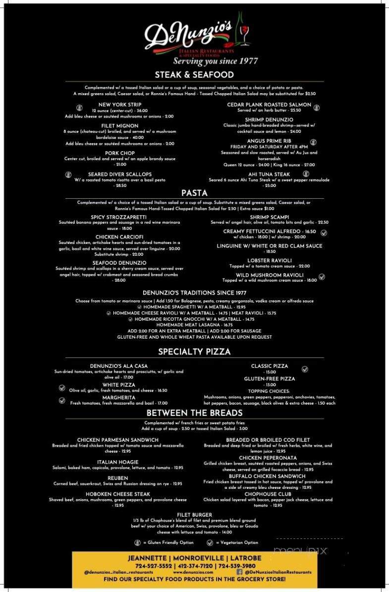 De Nunzio's Restaurant - Jeannette, PA menu_pic