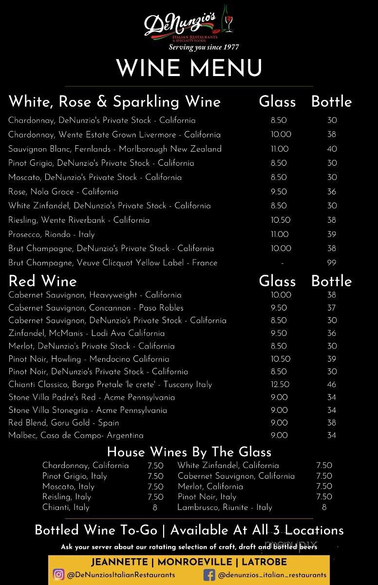 De Nunzio's Restaurant - Jeannette, PA menu_pic
