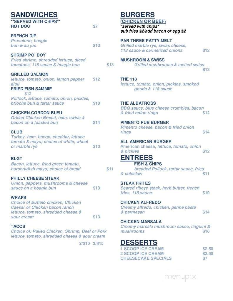Legend Oaks Golf Club - Summerville, SC menu_pic