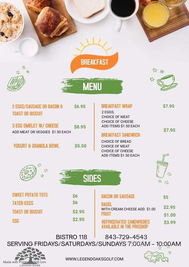 Legend Oaks Golf Club - Summerville, SC menu_pic