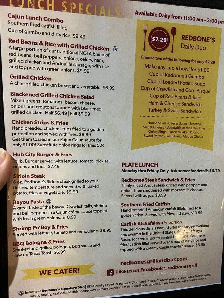 Red Bones Grill & Bar - Jackson, TN menu_pic