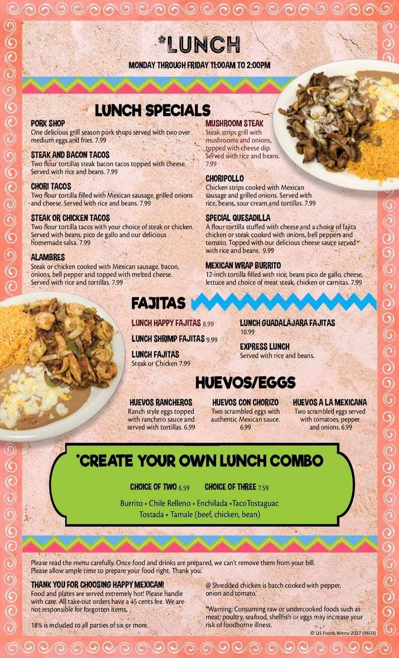 Happy Mexican - Memphis, TN menu_pic