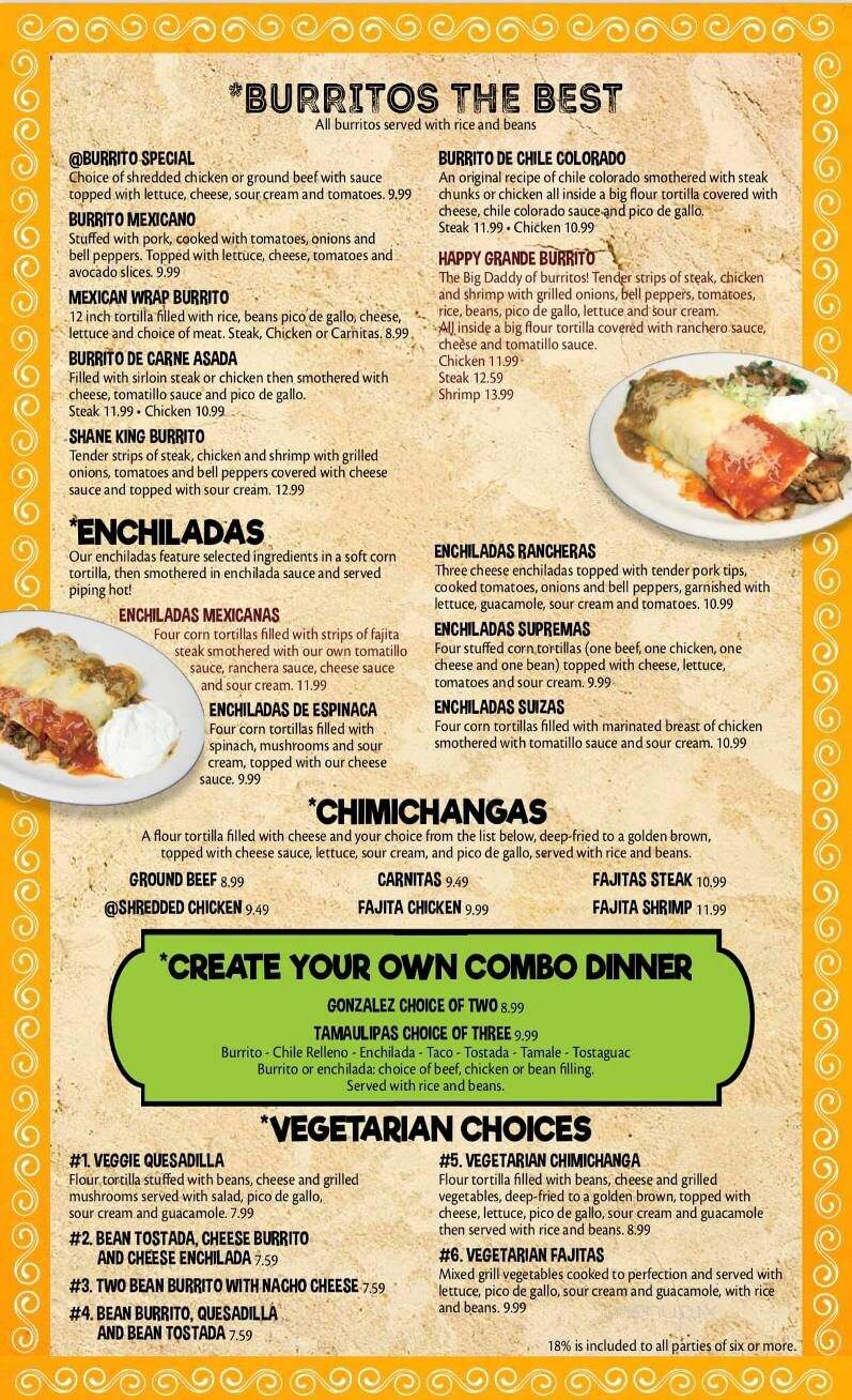 Happy Mexican - Memphis, TN menu_pic