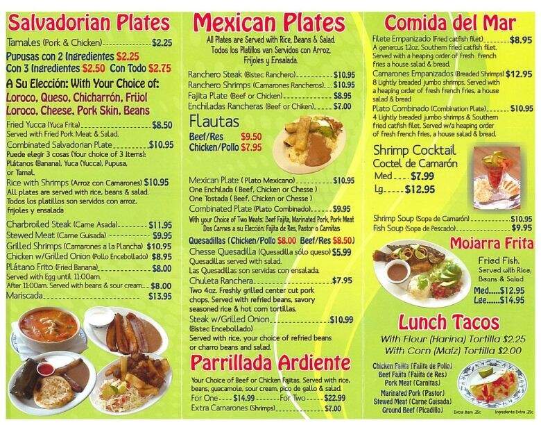 Costa Del Sol Restaurant - Austin, TX menu_pic