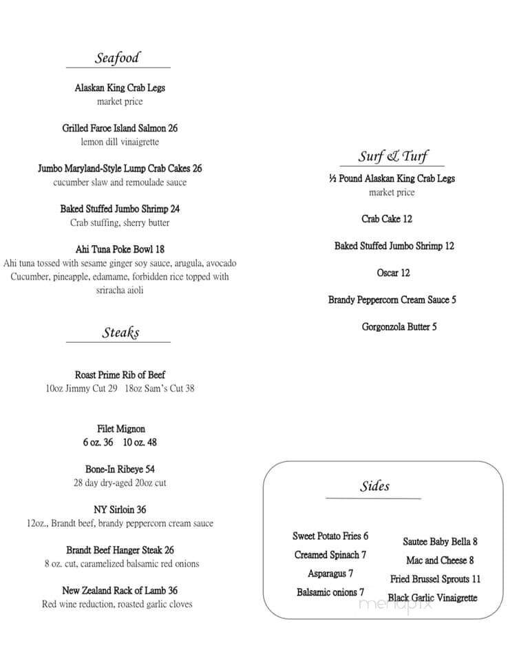 Sam's Steak House - Ludlow, VT menu_pic