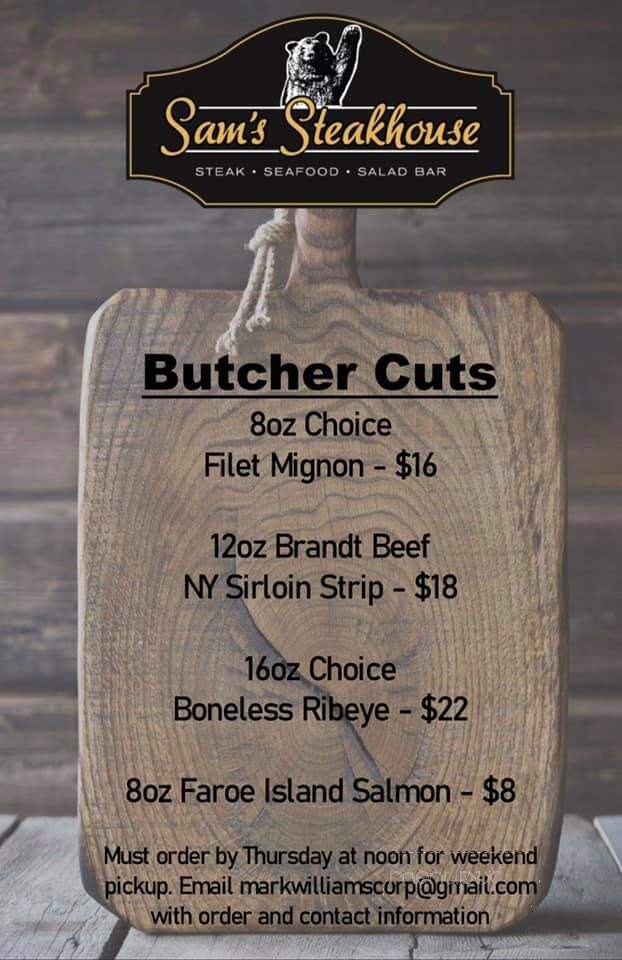 Sam's Steak House - Ludlow, VT menu_pic