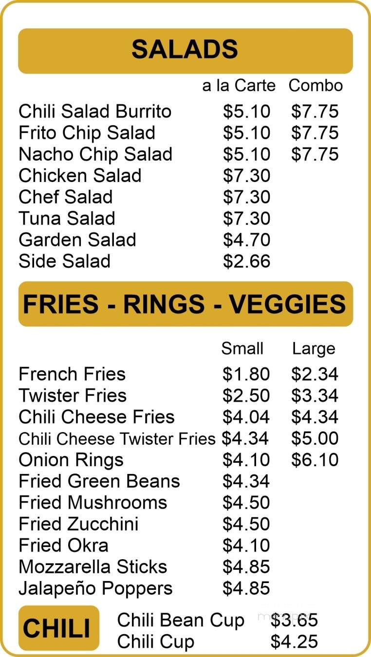 Generals Headquarters - Shafter, CA menu_pic